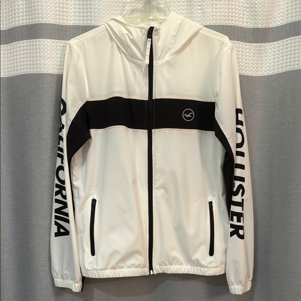 Hollister White Jacket with Black Details